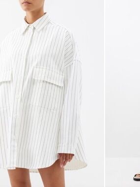 The Frankie Shop White Pinstripe Oversized Button-Down Shirt